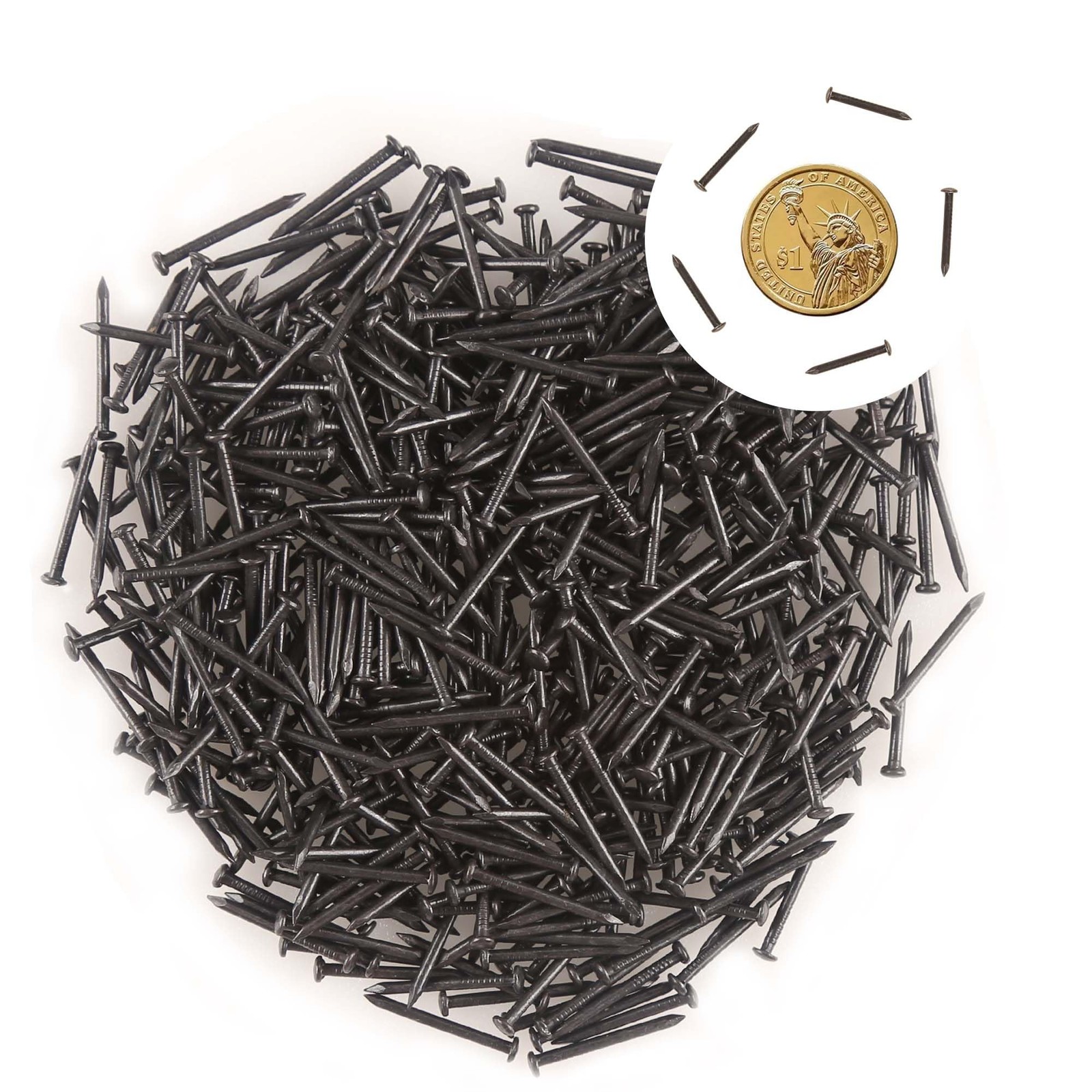 newlng 500PCS Small Nail Round Head Tiny Nails 1.5mm x 15mm, Black1.5*15mm 