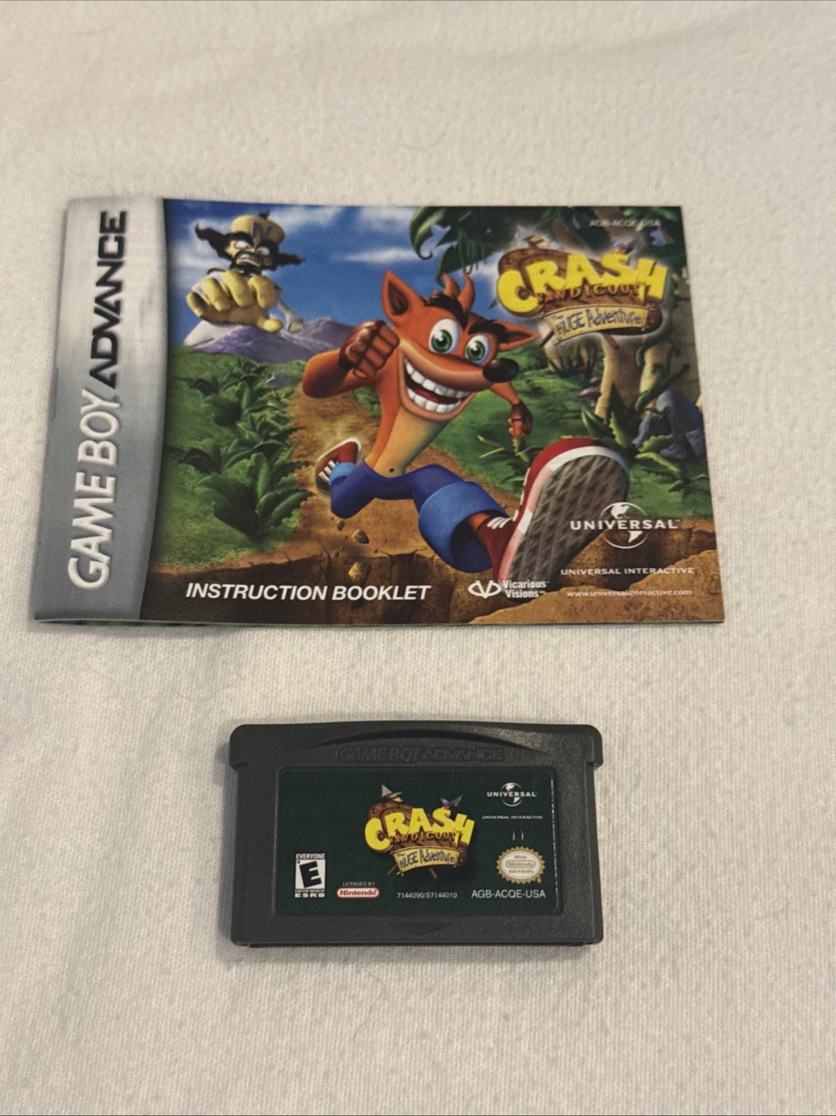 Crash Bandicoot The Huge Adventure GameBoy Advance GBA Game & Manual Only