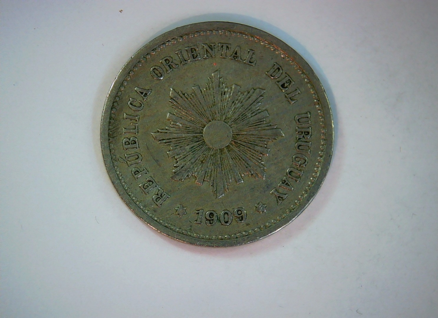 Uruguay 1909 5 Centesimos Republica Oriental del Uruguay 5 Centesimos (Sunburst
