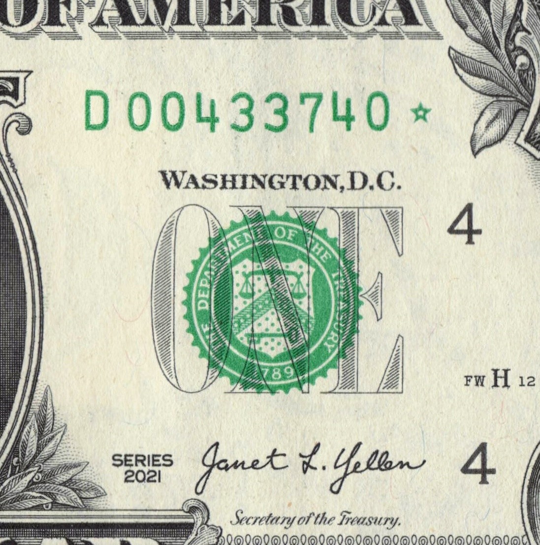 Series 2021 Star Note D Cleveland 3.2M Pack Run $1 Dollar Bill FW D00433740*