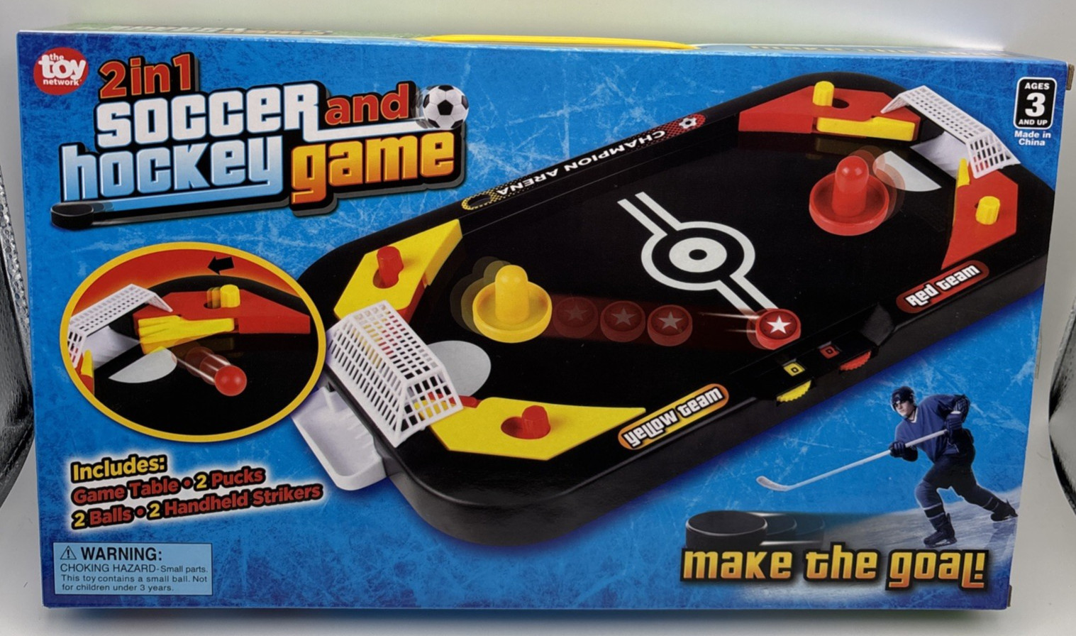 2 In 1 Tabletop Game Set for Children ages 3 and up Air Hockey and Soccer New