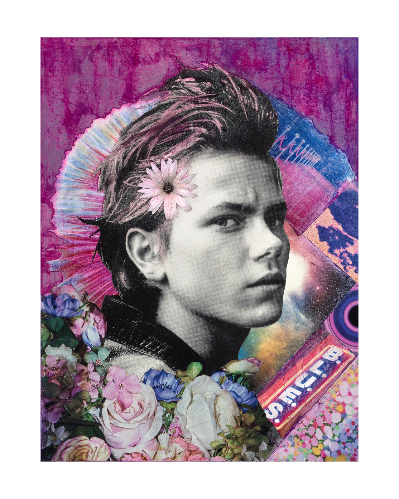 "RIVER" River Phoenix Purple ORIGINAL MIXED-MEDIA COLLAGE ART 16x20 PRINTS
