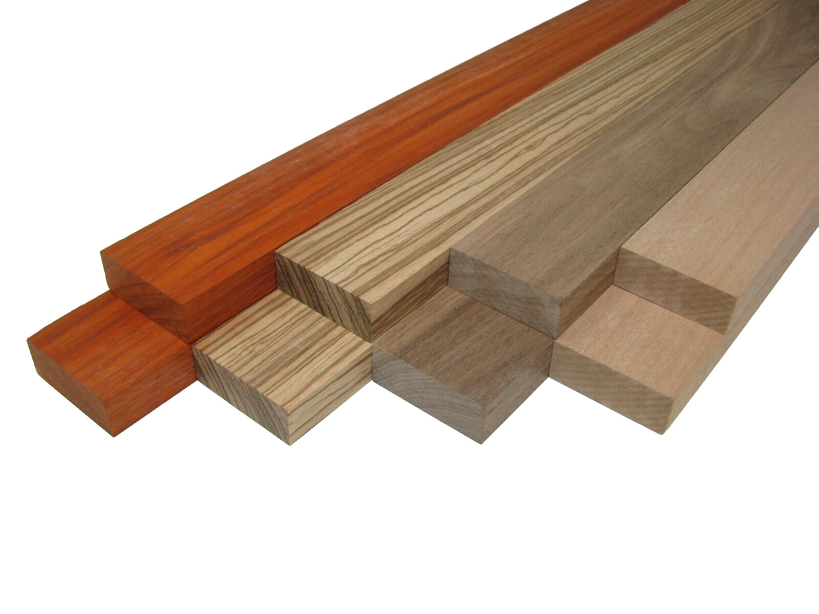 Imported Exotic Hardwood Variety Pack - Okoume, Zebrawood, Walnut, Padauk- 3/4"