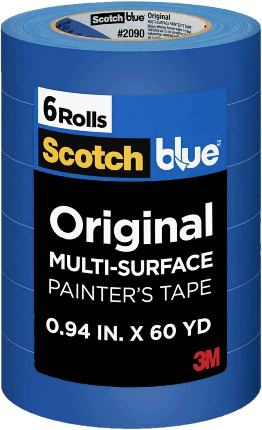 Scotch Blue Original Multi-Surface Painter's Tape, 6 Tape Rolls,0.94 in x 60 yd
