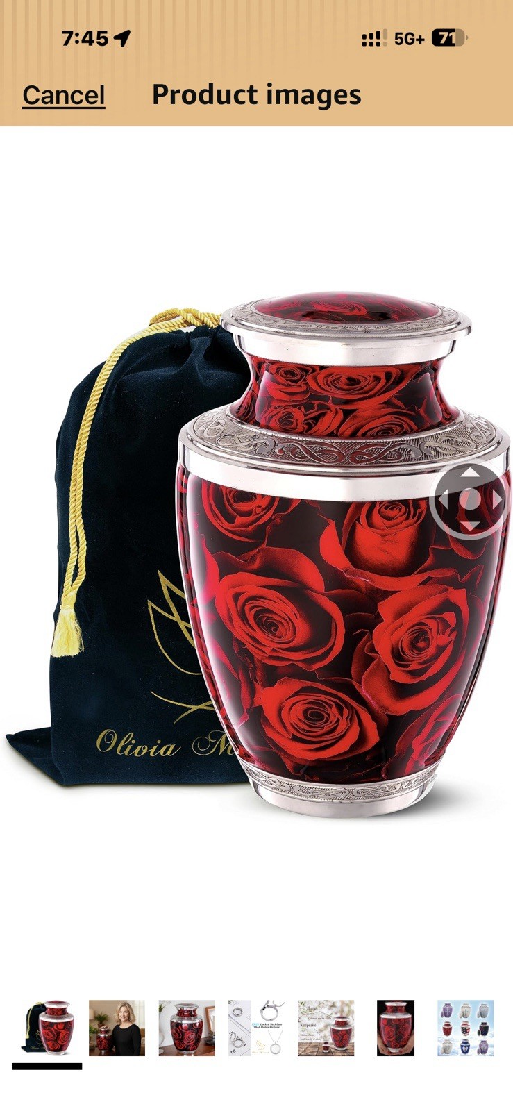 Keepsake Rose Urns for Human Ashes Medium Cremation Burial Urn for Adult Human A