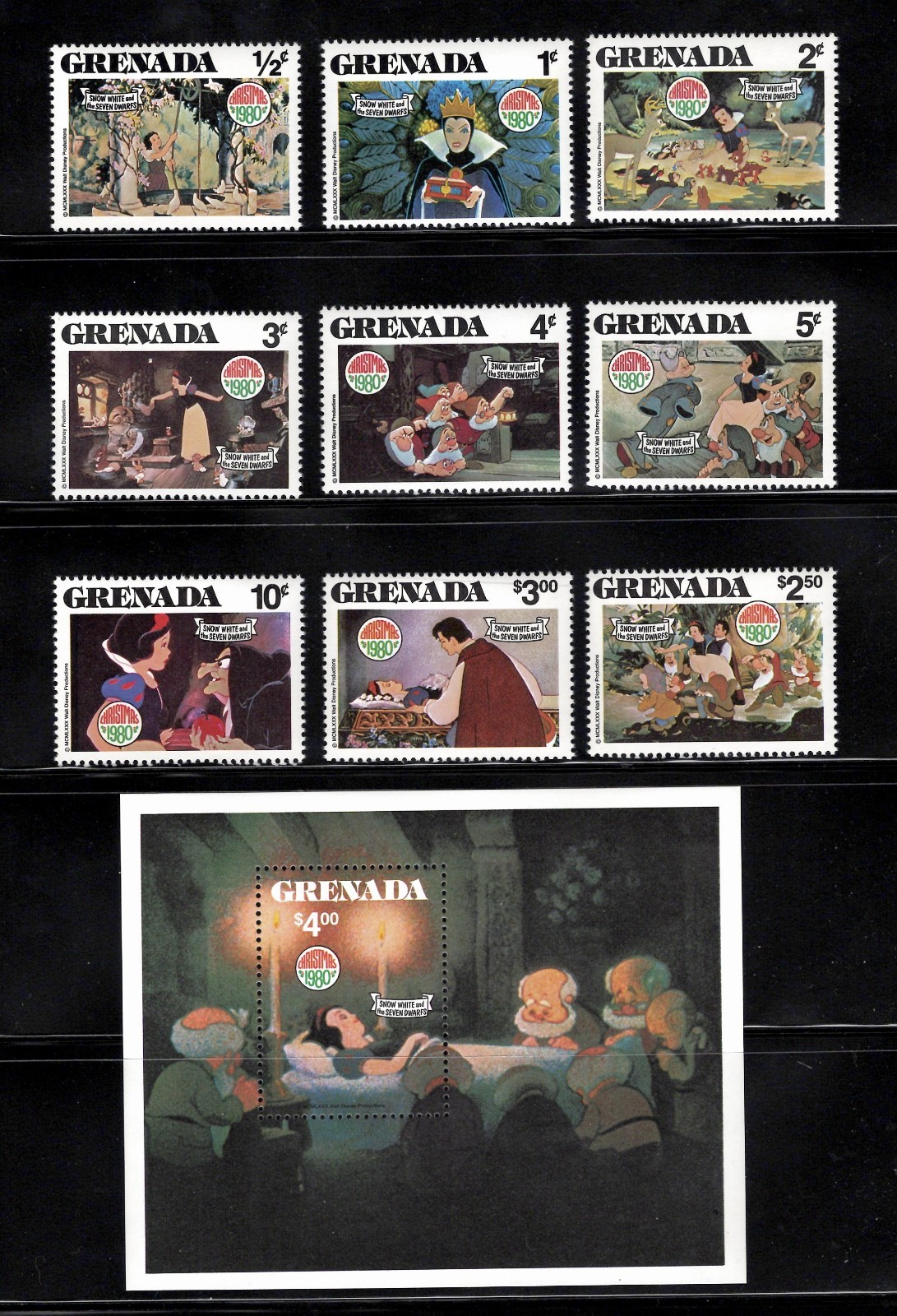 Grenda Scott #1021-30 1980 Disney "Snow White" Complete Set & S/S