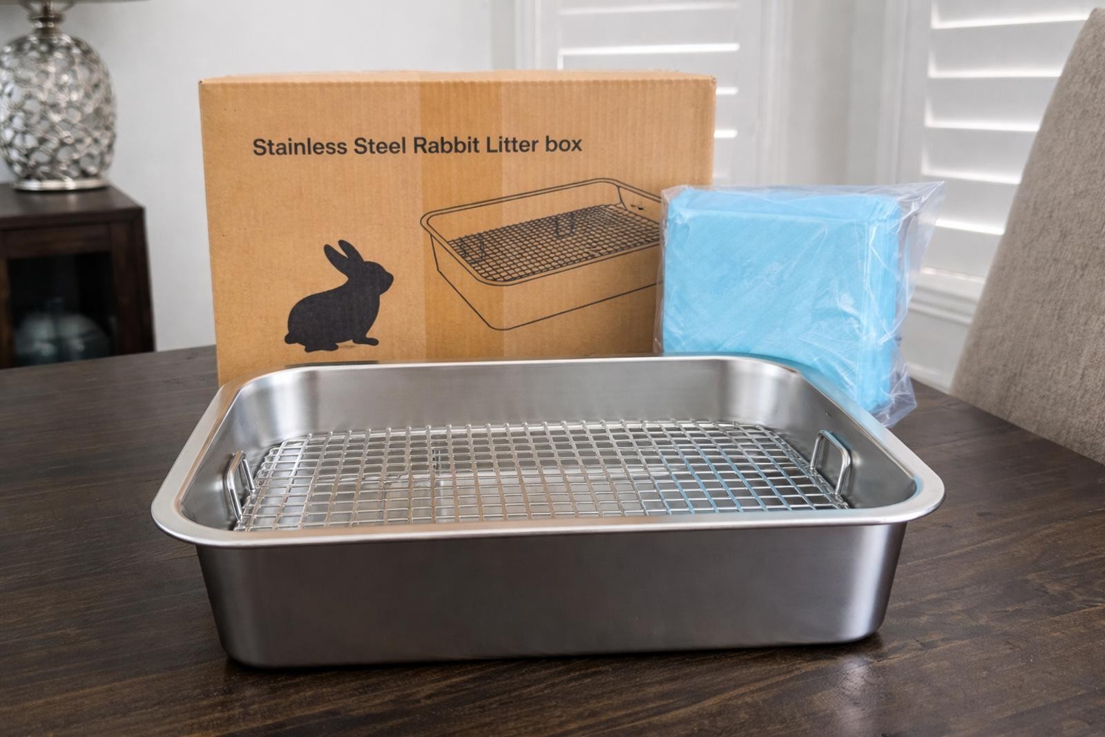 Stainless Steel Small Pet Rabbit  Litter Box w/Grid