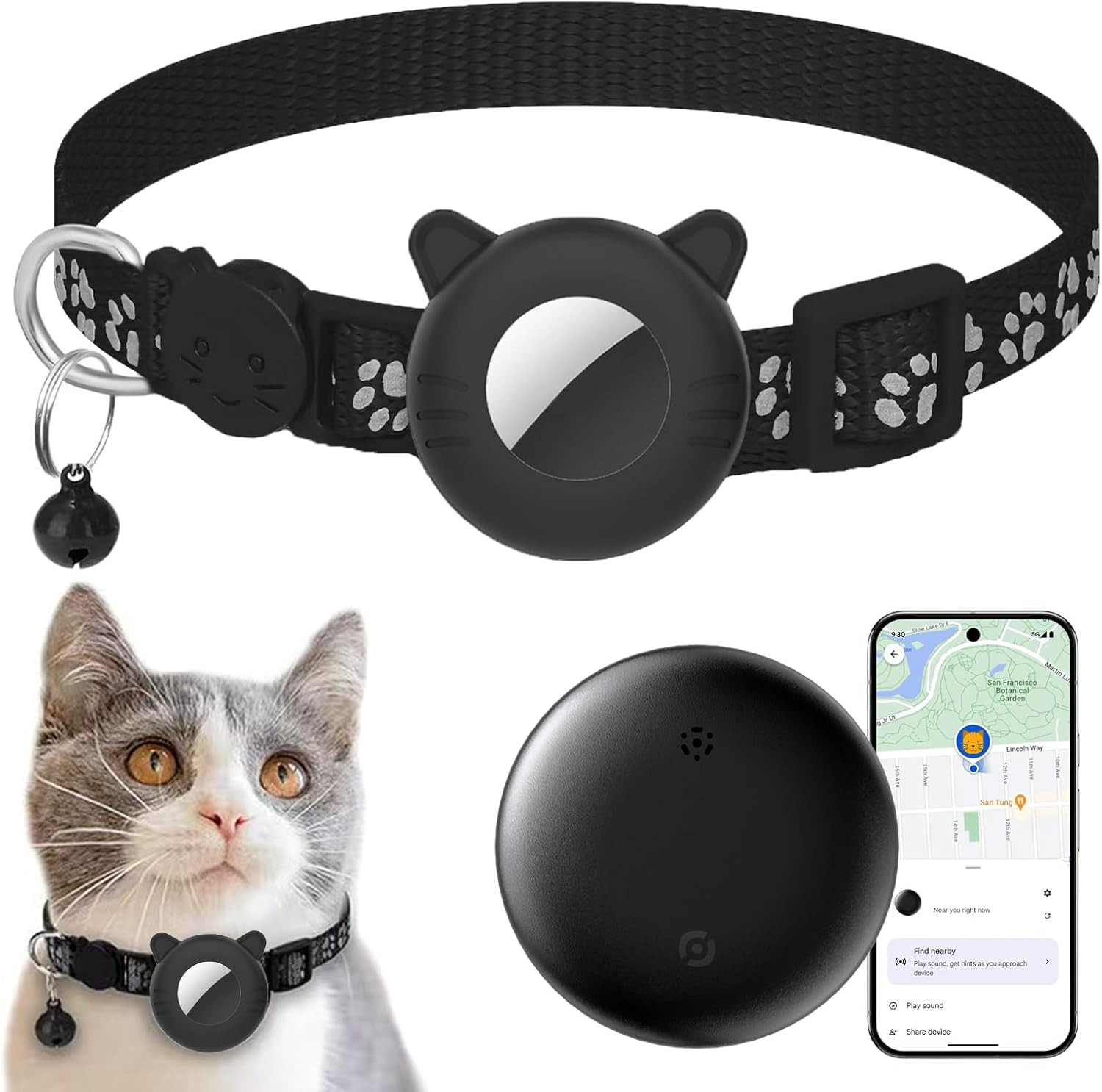 Cat Tracker Collar Android Only GPS Cats No Monthly Fee Waterproof Real-Time