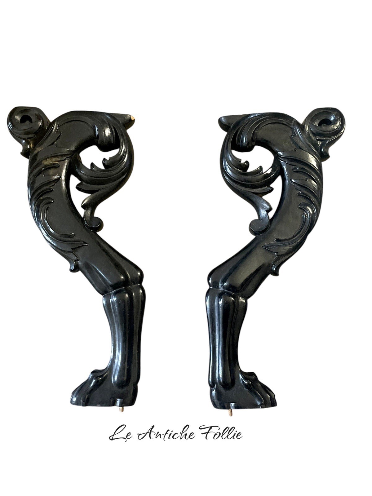 Pair of Carved Wood Decorative Elements for Restoration