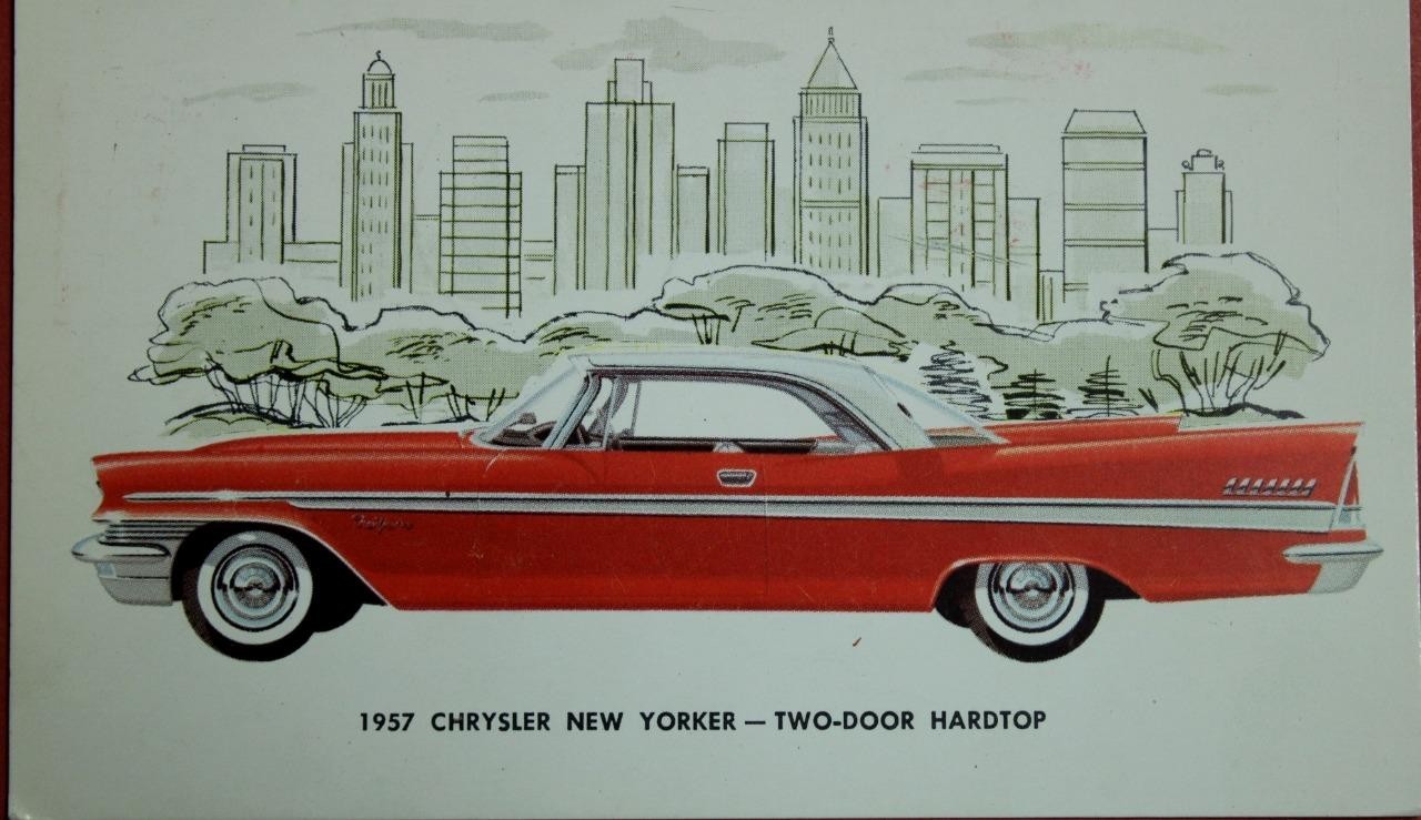 !957 Chrysler New Yorker Two Door Hardtop Postcard Mailed PC1-46