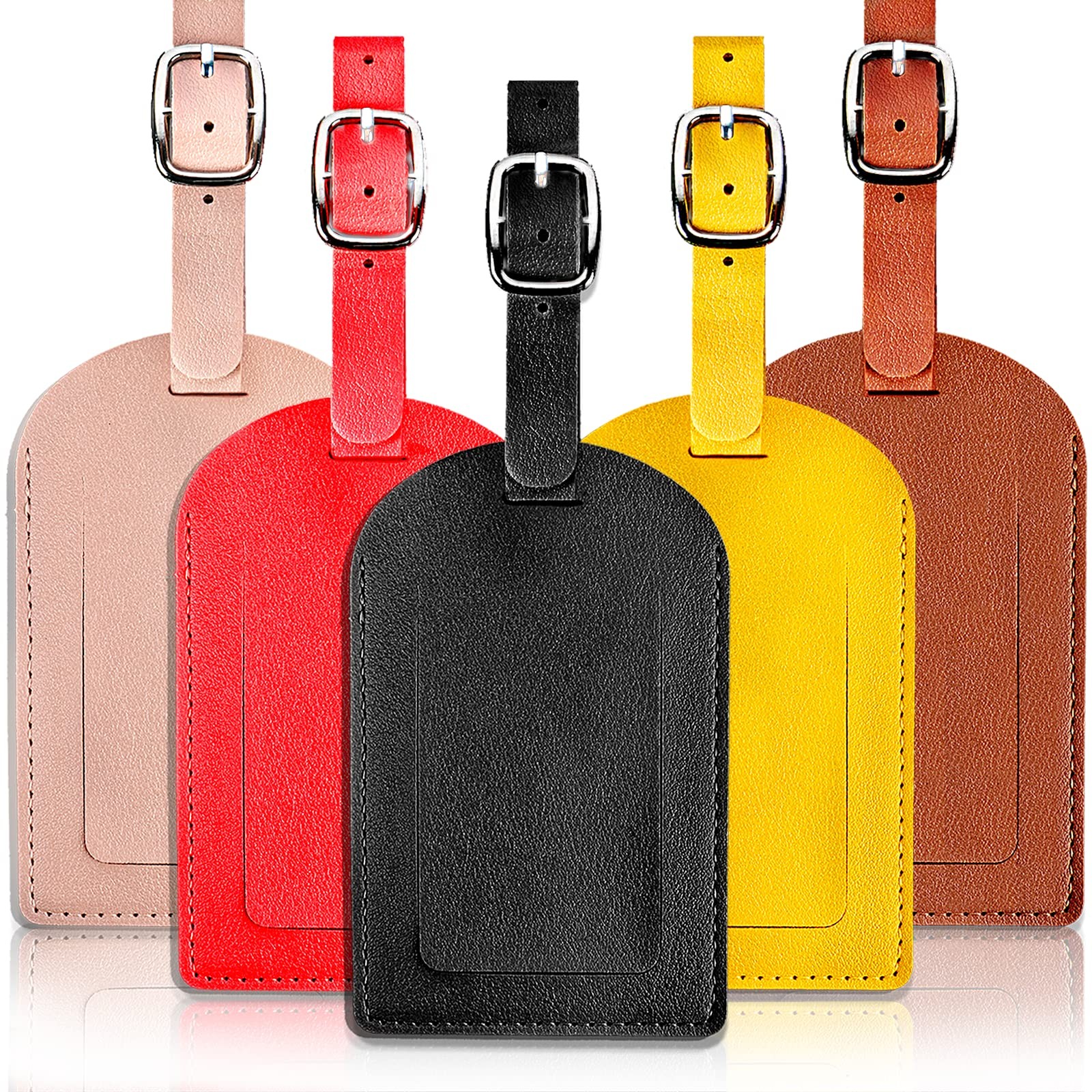 5 Pack Luggage Tags，PU Leather Luggage Bag Tags，Leather Luggage Bag Case Tags...