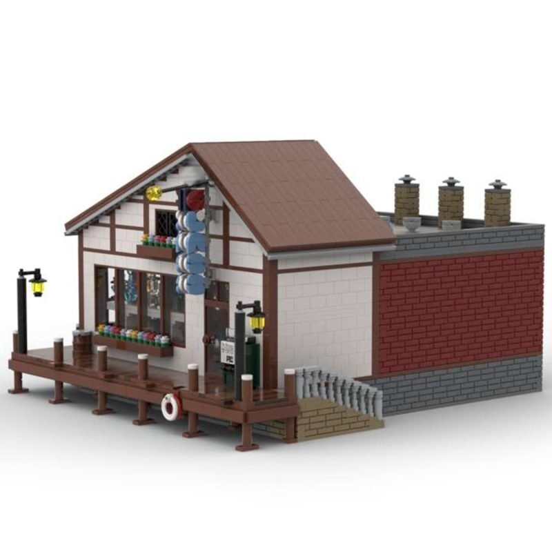 Glass Shop Modular Building with Detailed Interior 3312 Bricks MOC-79551
