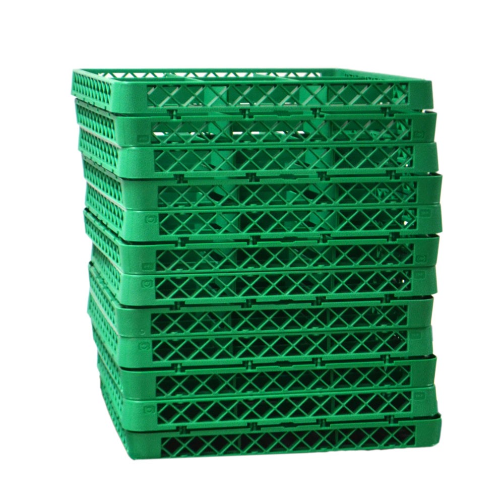 (Lot of 12) Traex TR-F Green Stacking Extender 9 Section Glass Washing Racks