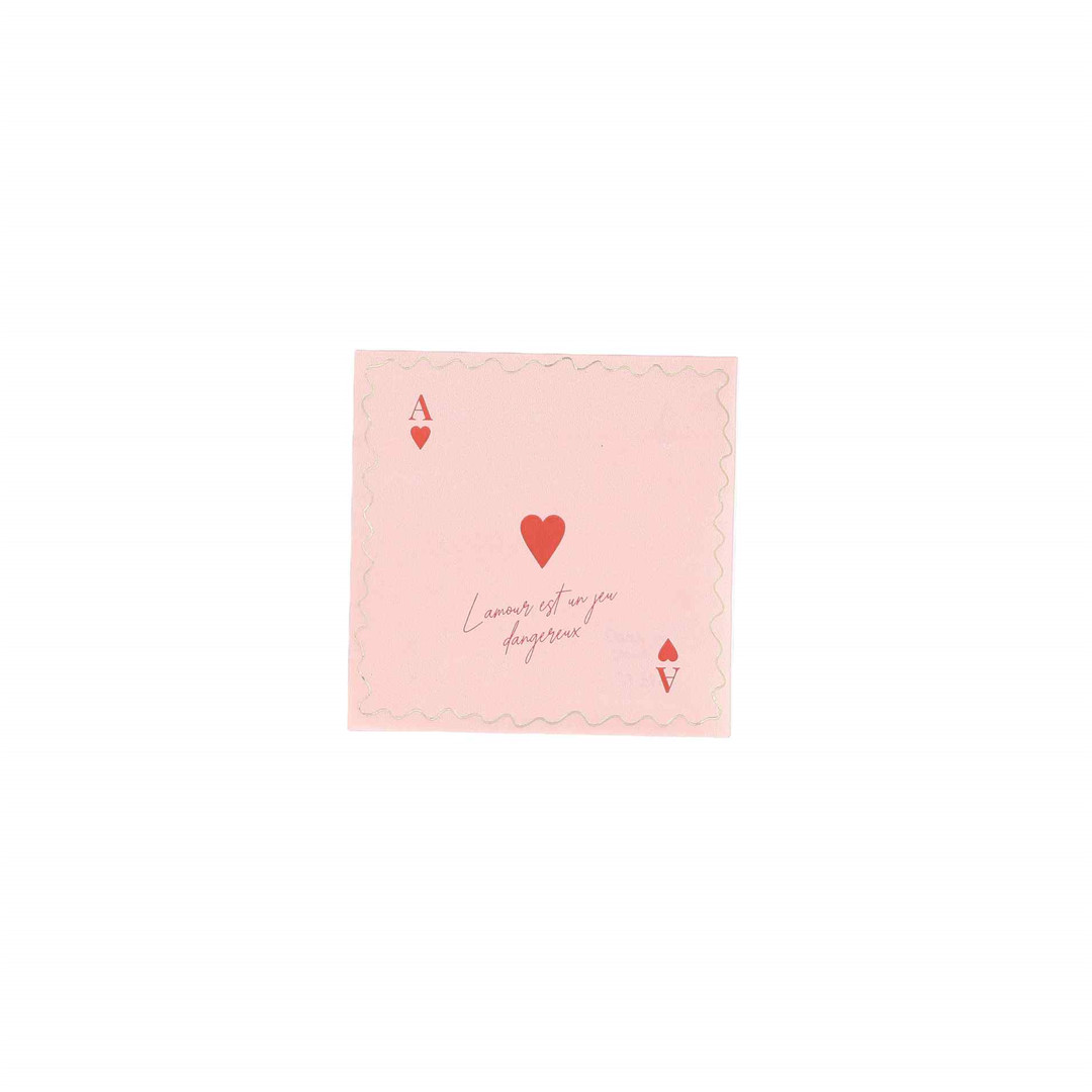 Tovagliolo Carta 33x33 "l'Amore � Un Gioco Pe Rosa Cipria, Rosso E Oro