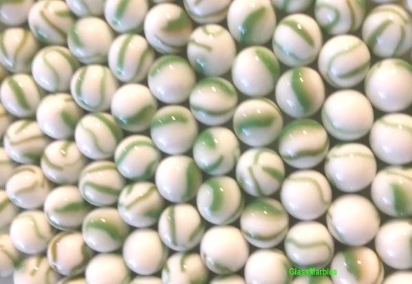 2 lb Marble King 5/8 white based  Green swirl marbles