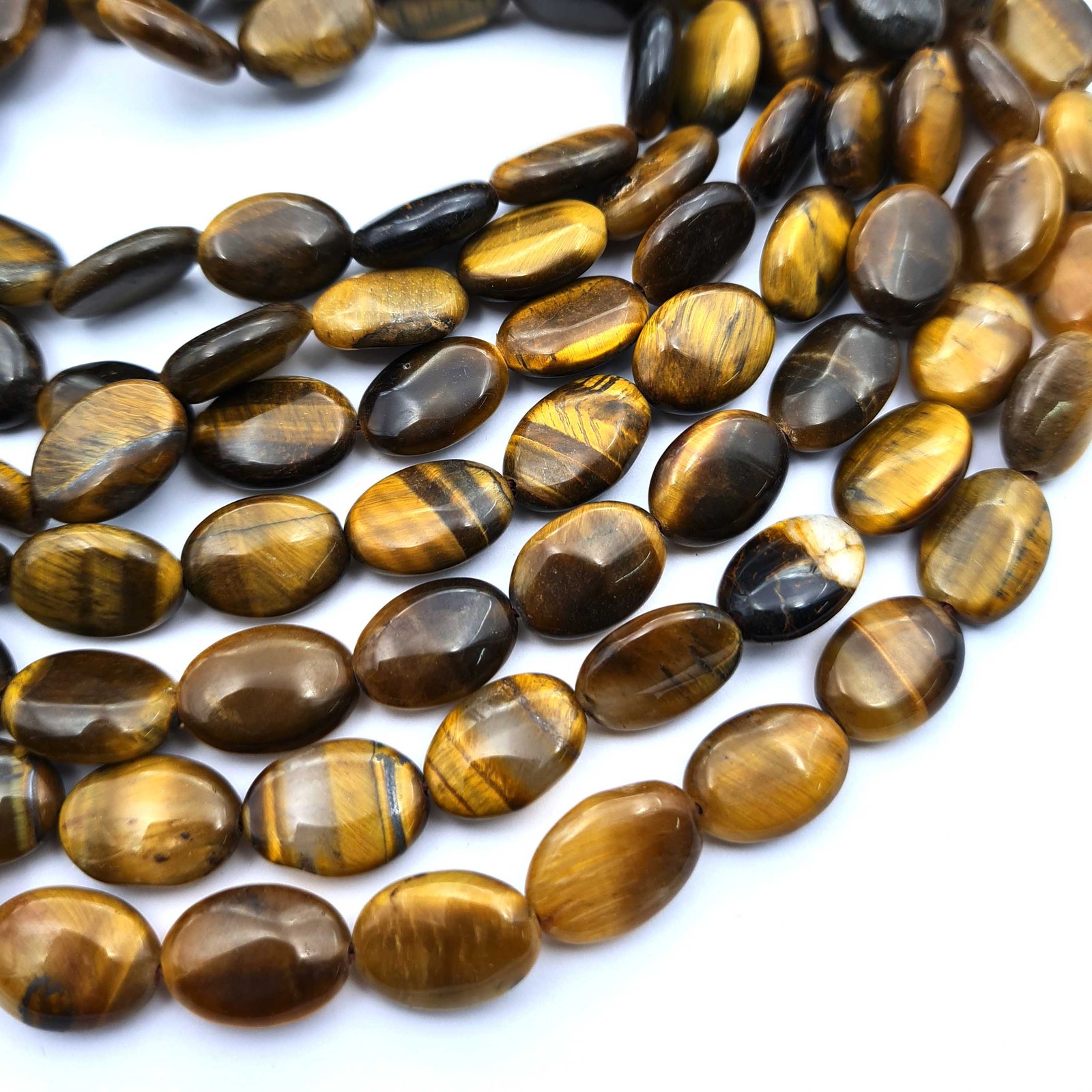 Natural Tiger Eye Oval Shape Gemstone Smooth Briolette Beads 10*14 mm 15 Inch
