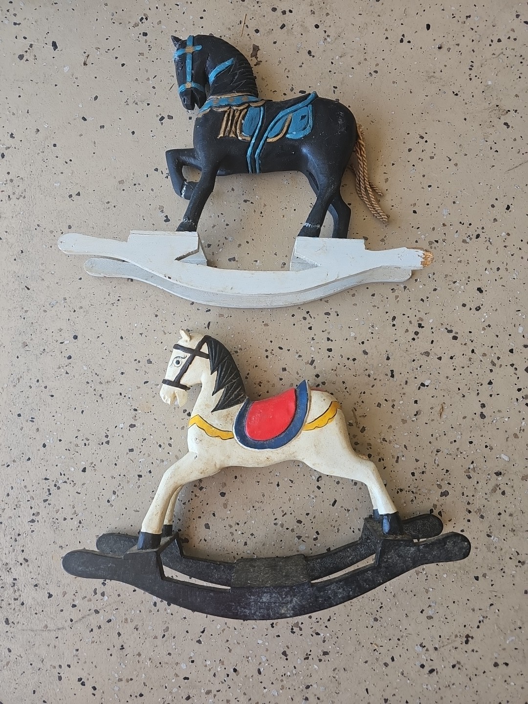 Vintage Hand Carved Wooden Miniature Rocking Horse Folkart Hobby Horse