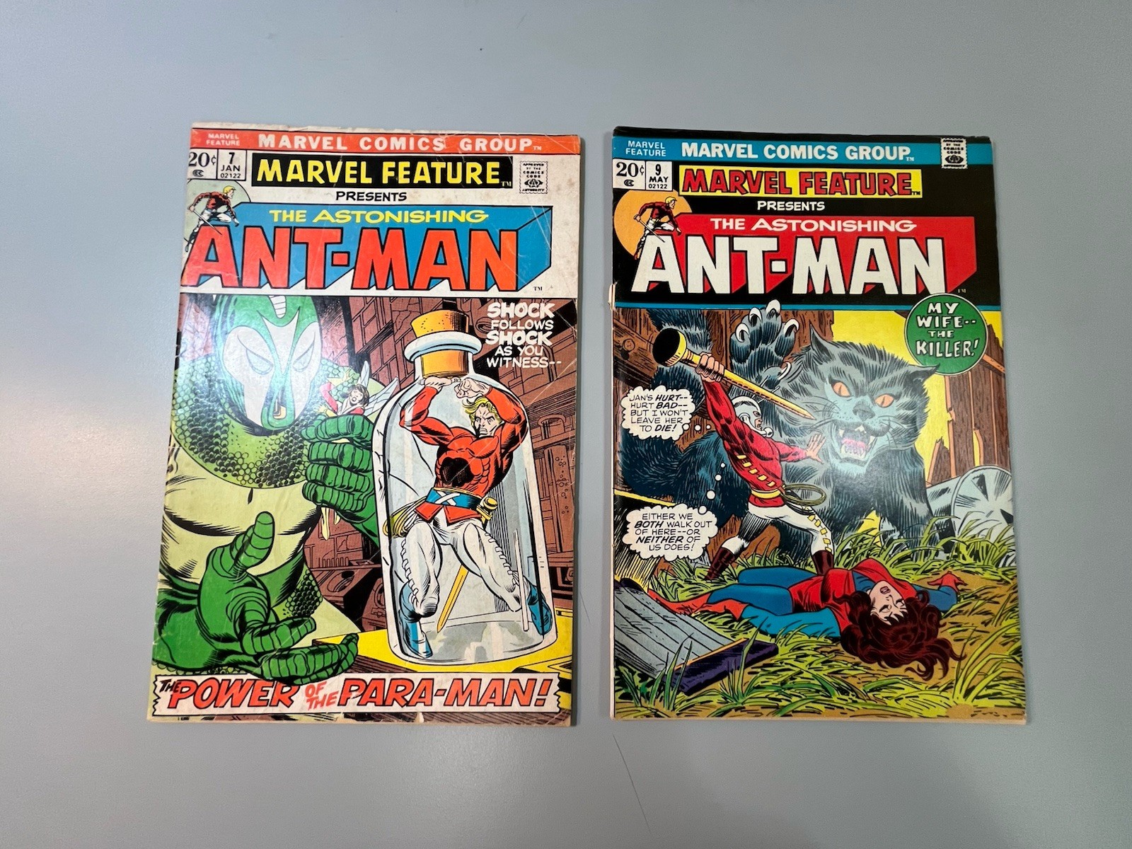 Marvel Feature #7 & #9 (1973) Ant-Man, Wasp Vs Para-Man, Egg-Head **Low-Grade**