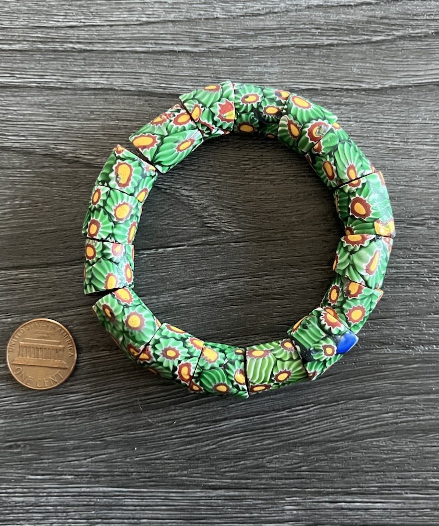 Rare Set of 16 Bevelled Venetian Millefiori Glass African Trade Beads