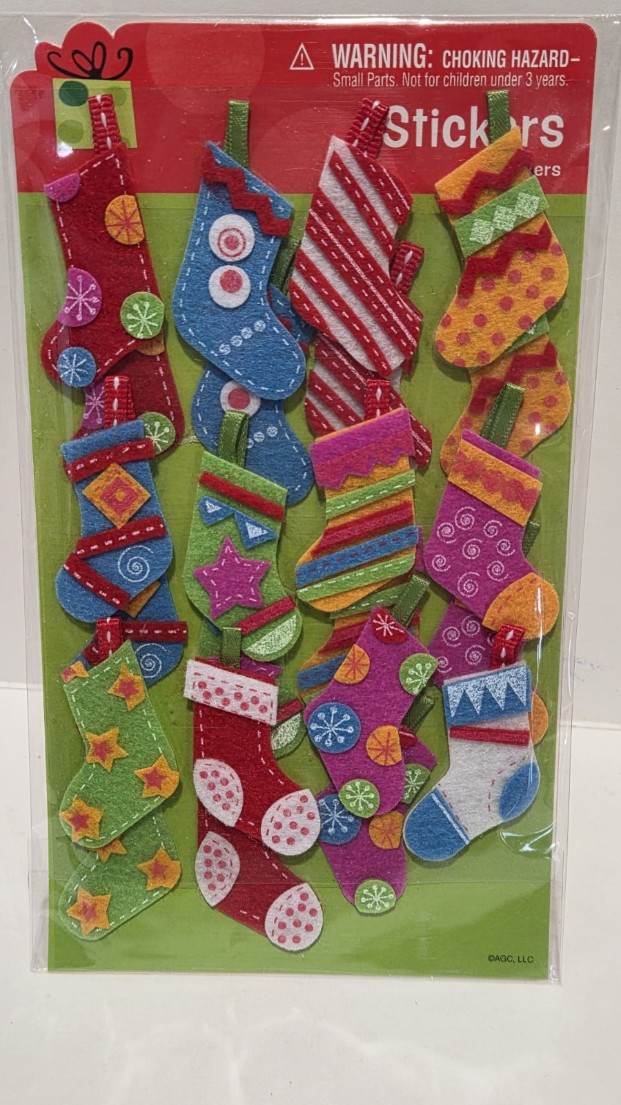 24 VTG Stickers New Sheet NOS Sealed Puffy Felt  STICKETY-DOO-DA Xmas Stockings