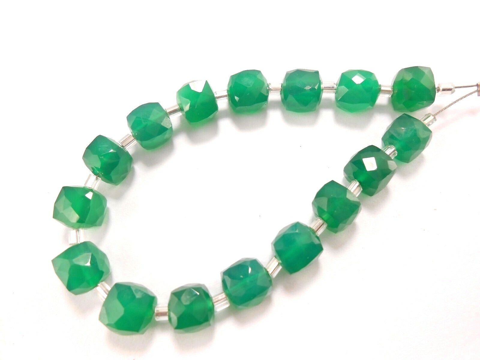 1 Strand Natural Green Onyx 3D Cube Box Faceted 6-7mm Gemstone Beads 10"inch