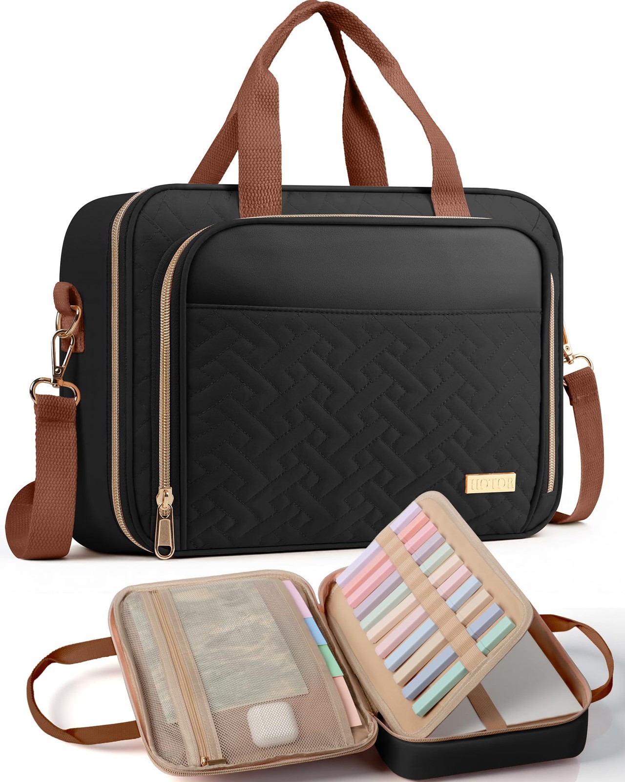 Bible Cover - Multi-Pocket Bible Bag for Women Organizer with Bookmark, Porta...