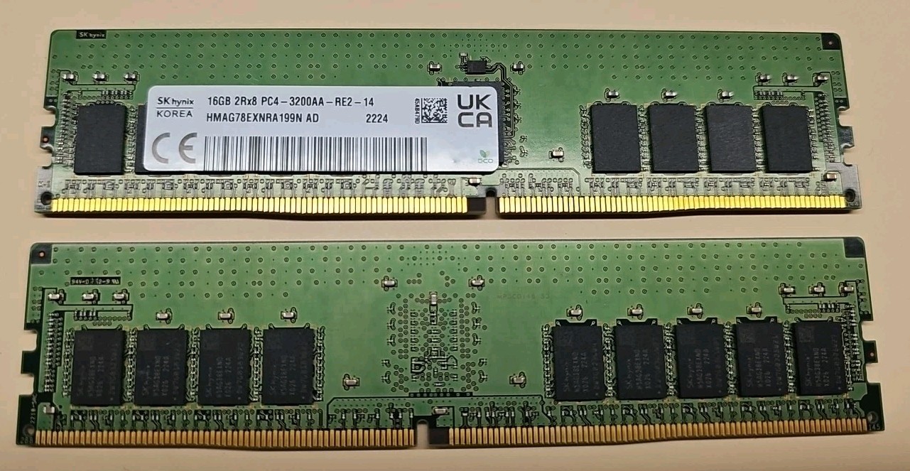 SK Hynix 16GB 2RX8 PC4-3200AA-RE2-14 DDR4-25600 HMAG78EXNRA199N Server RDIMM