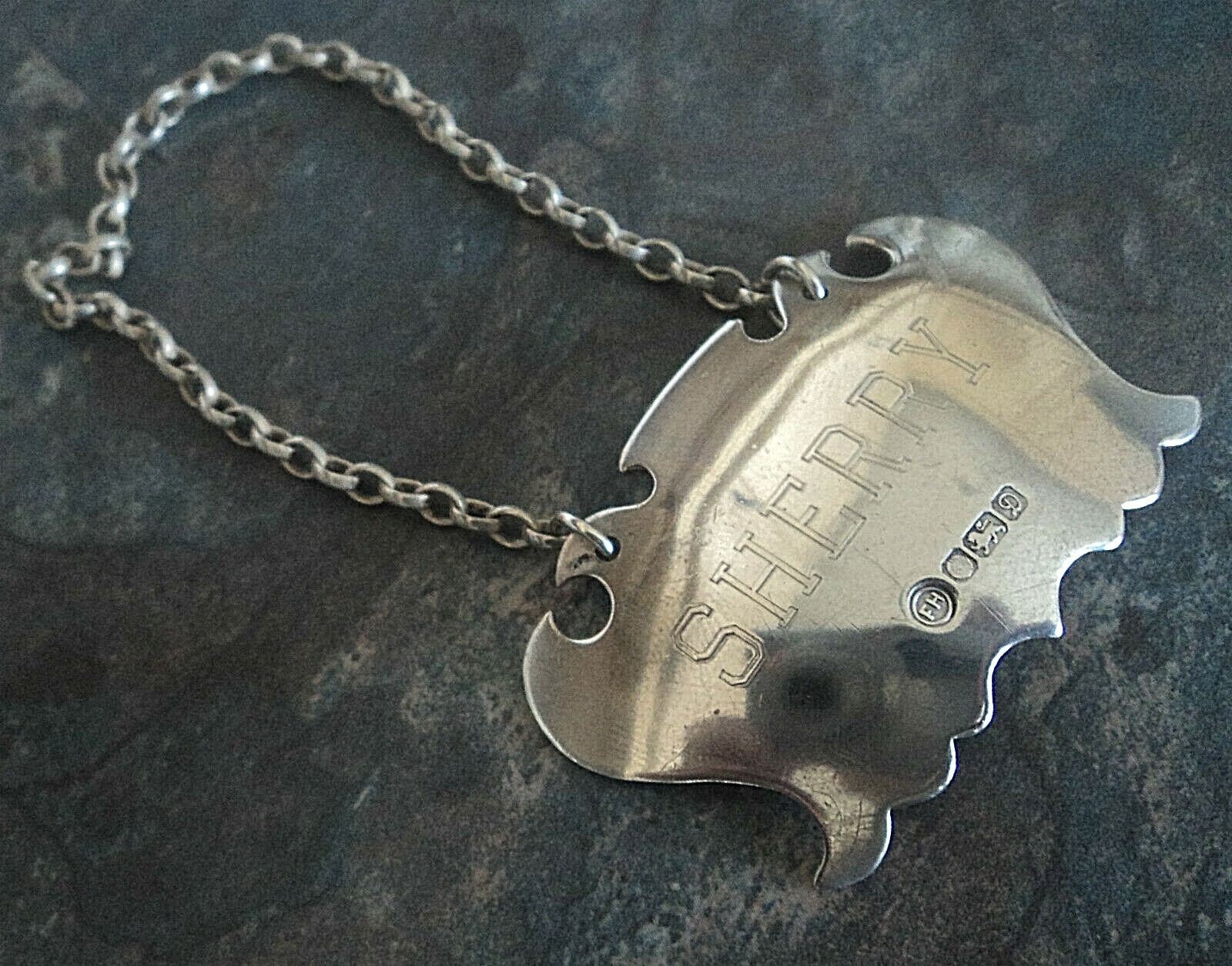 Sterling Silver Sherry Decanter / Wine Label h/m 1978 Sheffield - Francis Howard