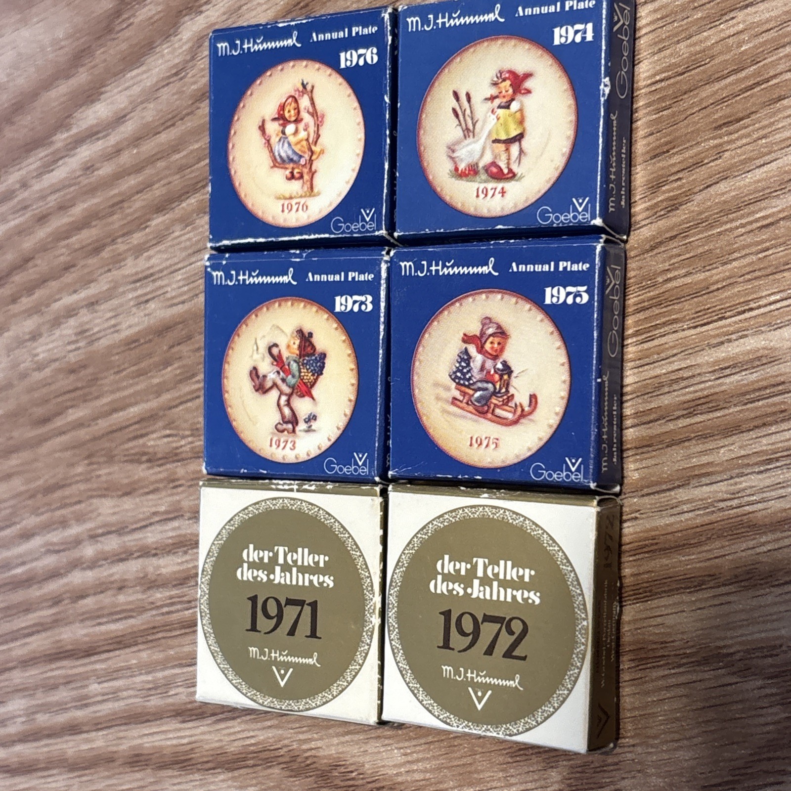Lot of 6 Hummel Annual Plates 1971-1976 ORIGINAL BOXES Miniatures 