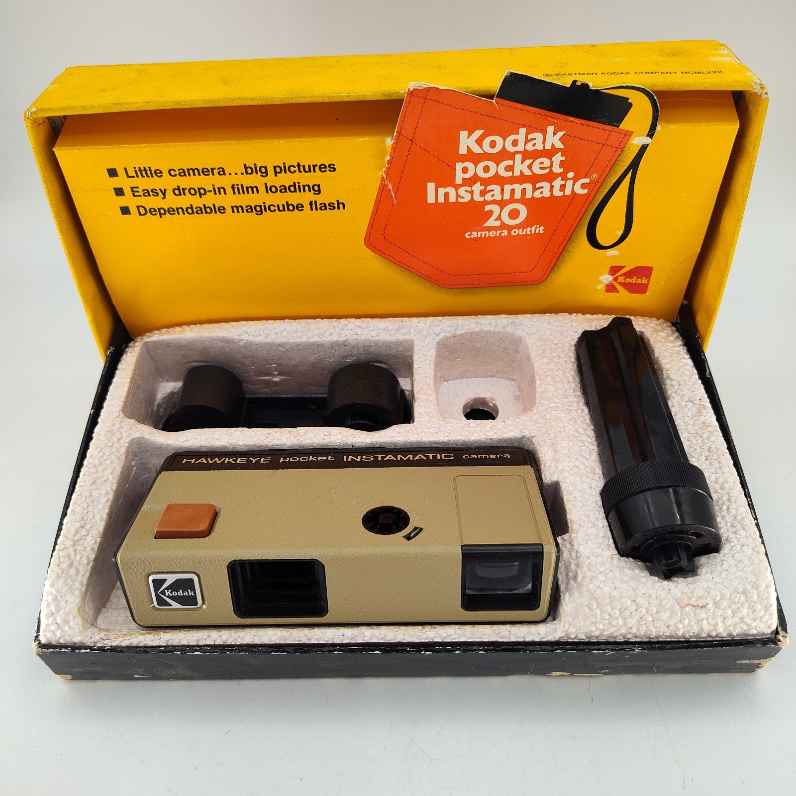 Vintage Kodak Hawkeye Pocket Instamatic Camera w/ Box Film & Accessories