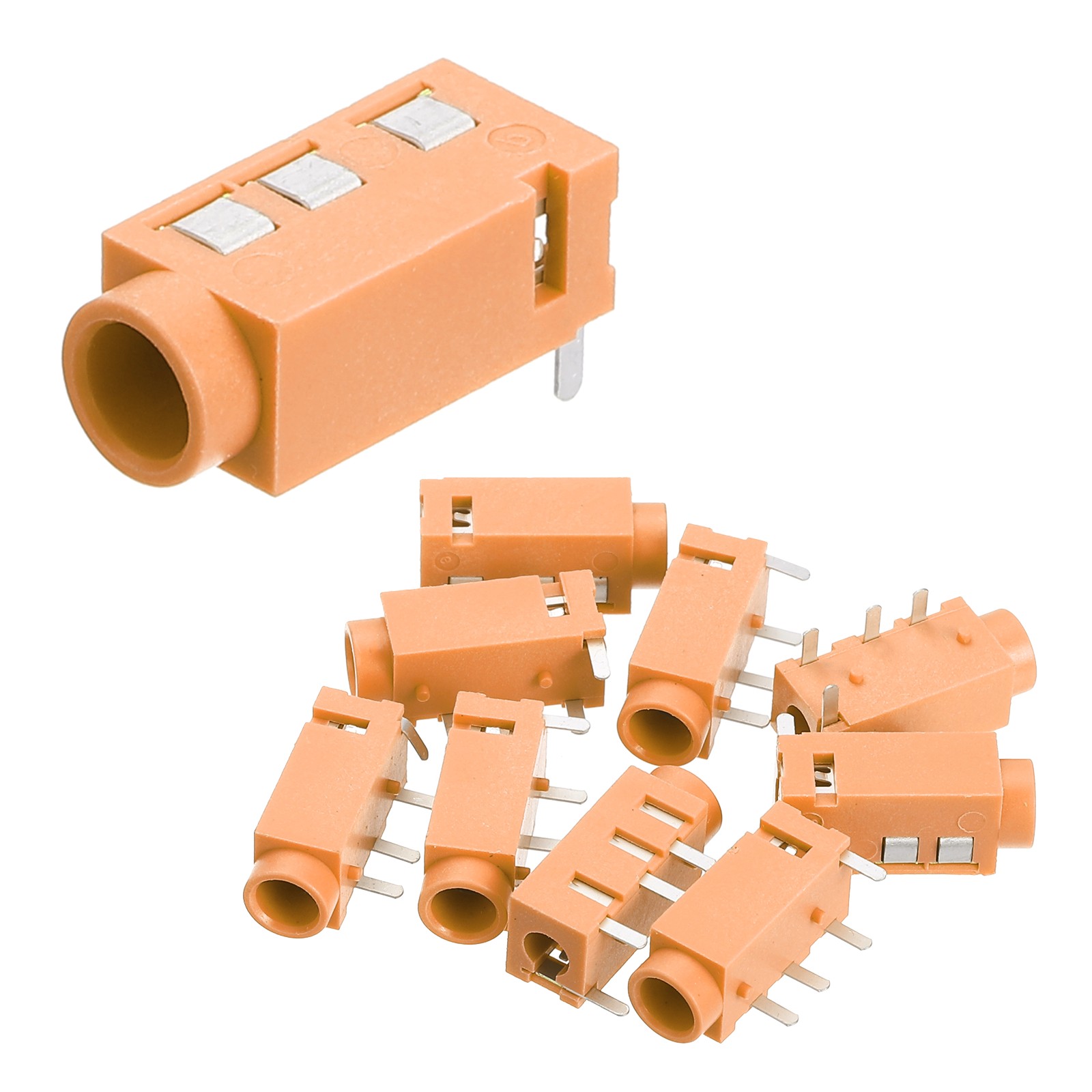 10Pcs Stereo Jack Socket, 1/8" 3.5mm 4 Pin PJ-320A PCB Mount Female,Yellow