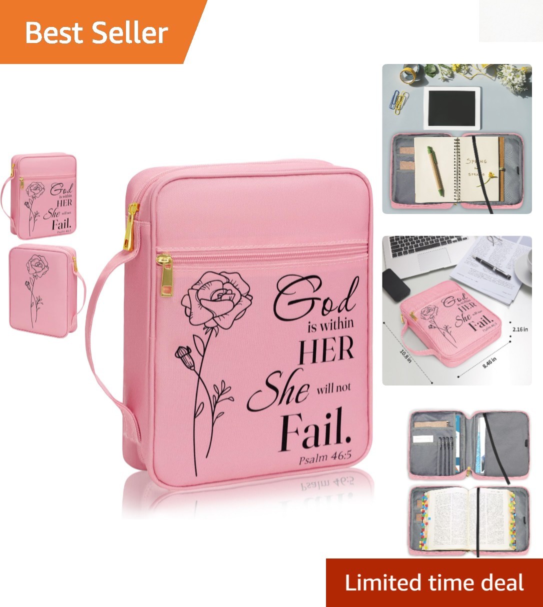 Elegant Floral Bible Cover for Women - Stylish Organizer for Standard Bibles