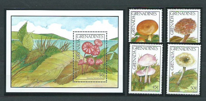 Grenada-Grenadines - Mail Yvert 1216/9+H.217 ** Mnh Mushrooms