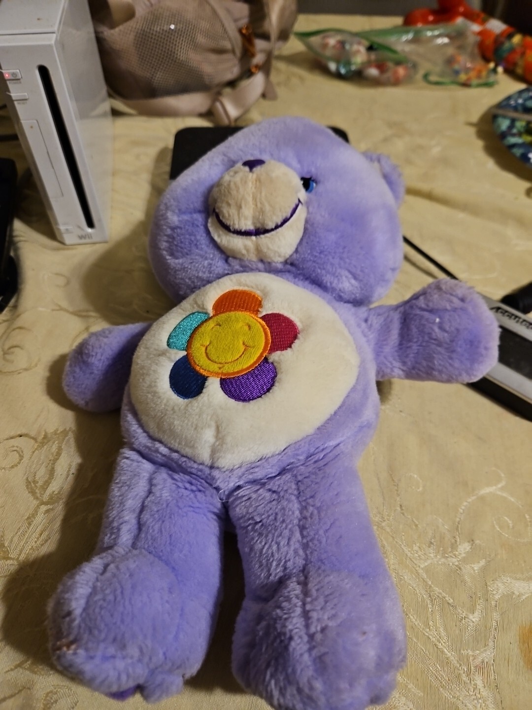 Care Bear Harmony Bear Talking Bear 13” Purple Plush 13".  It Works/ Sounds Good