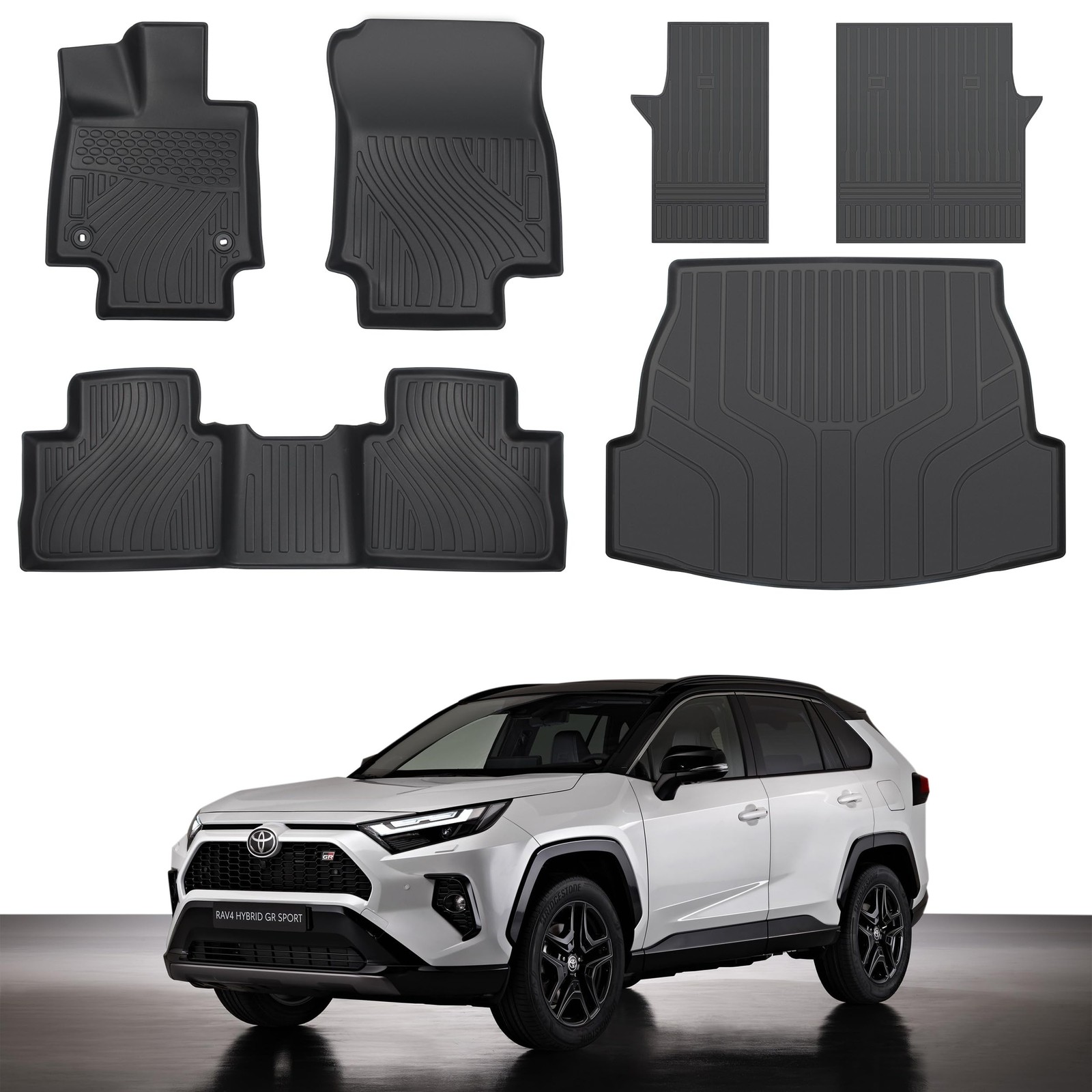 Floor Mats for Toyota RAV4 2019-2024 2025 (Include Hybrid),All Weather TPE Ca...