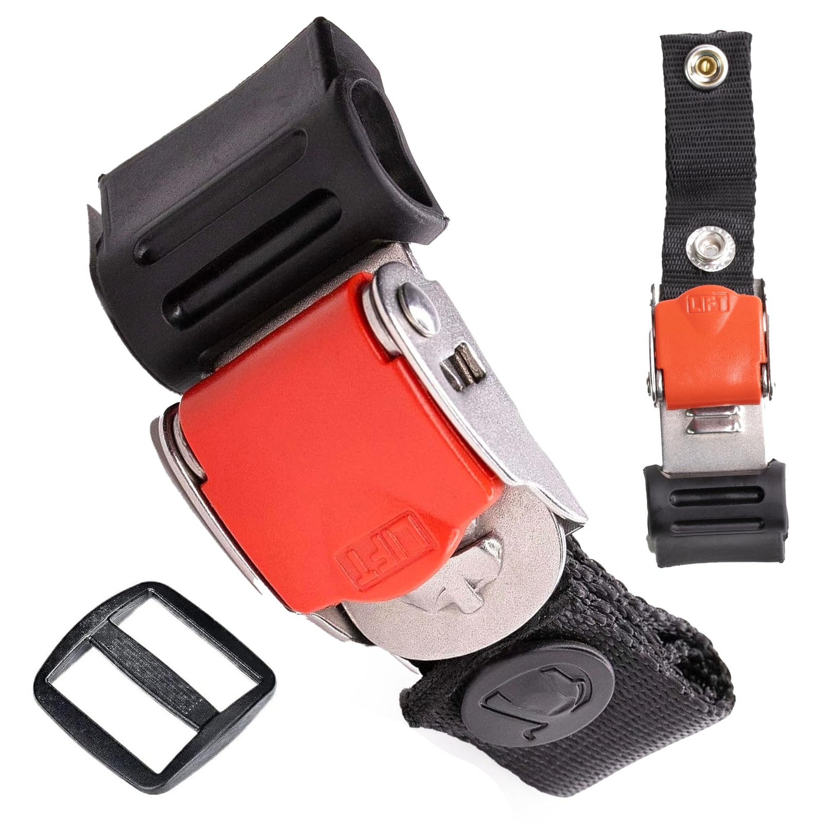 Helmet Quick Release Buckle Kit Ratcheted Stainless Steel Black, Red 