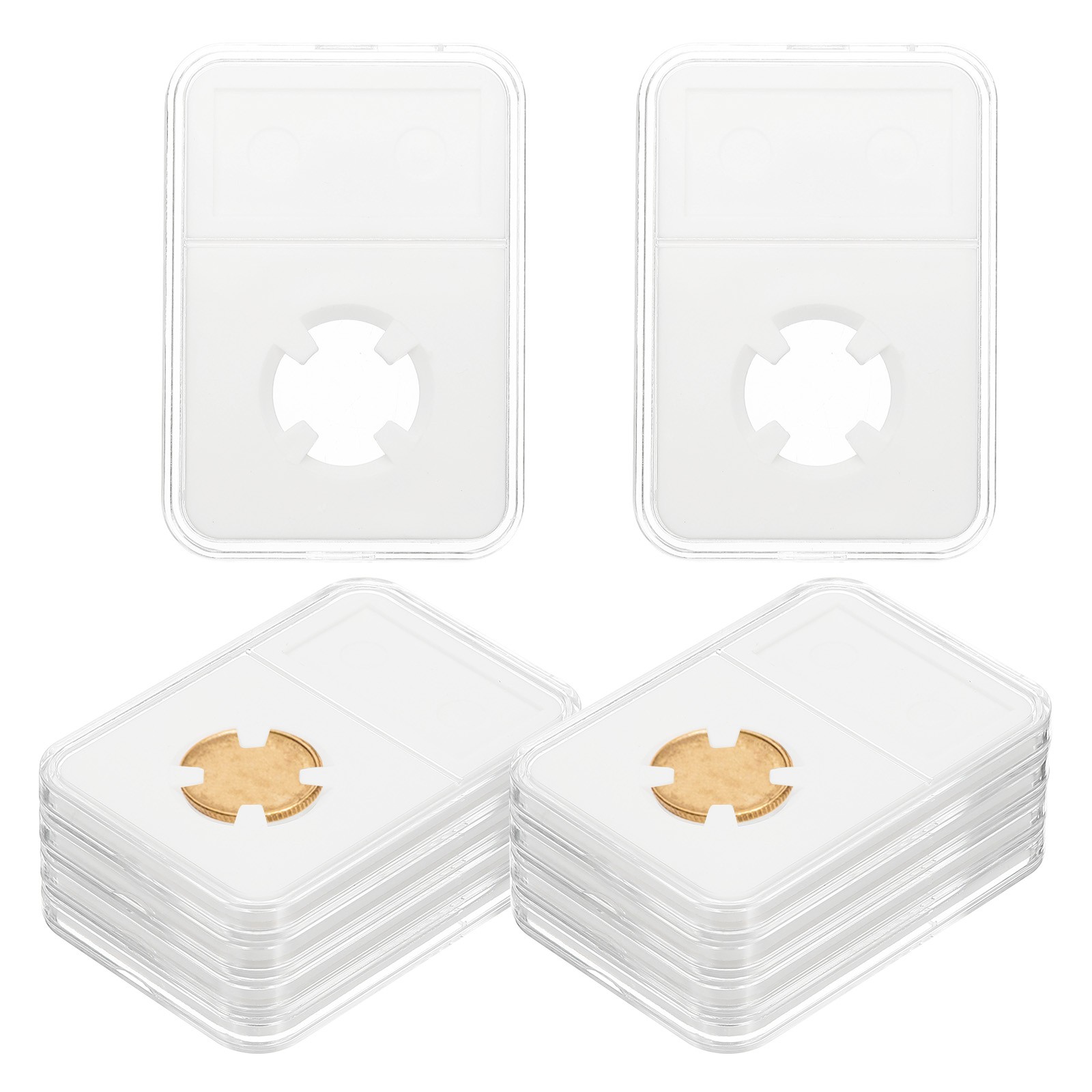 18mm Coin Slab Display Holder, 10Pcs Clear Coin Case Storage Four-point Box