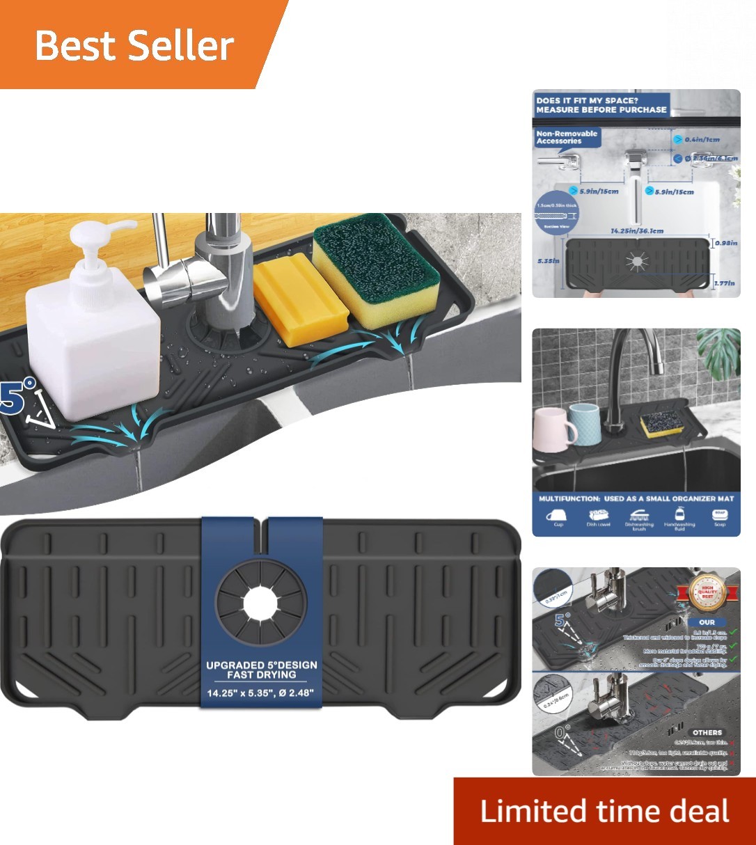 Practical Silicone Faucet Drip Catcher Tray – Efficient Countertop Solution