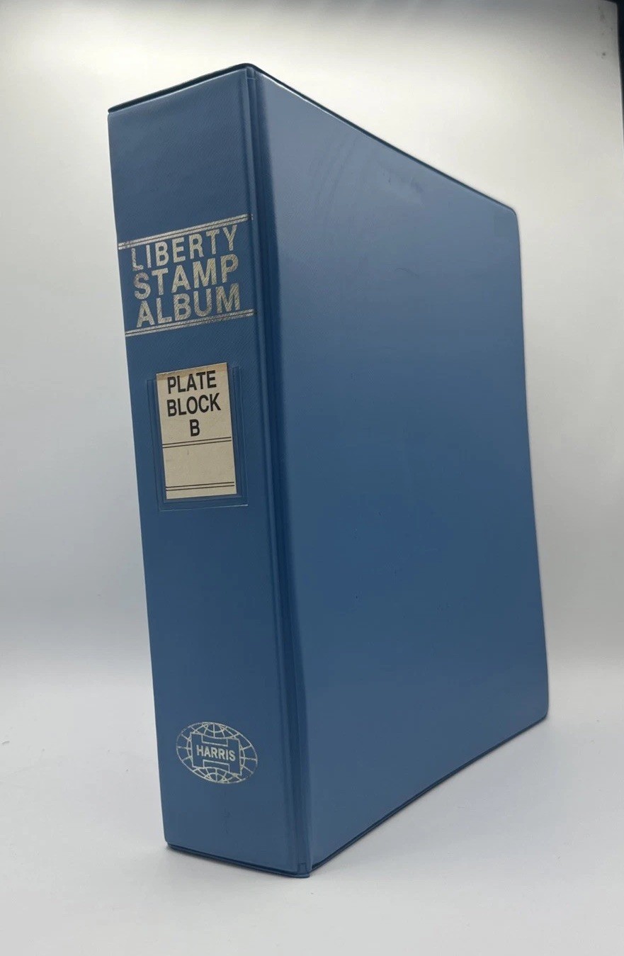 HE HARRIS LIBERTY STAMP ALBUM PLATE BLOCK B USA BINDER & PAGES AS-IS SEE PHOTOS