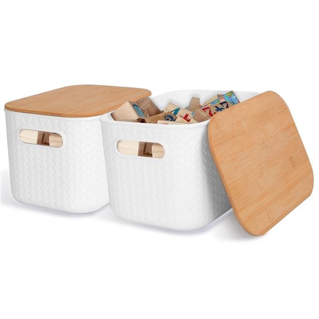 Fresh Fab Finds FFF-GPCT4607 Storage Bins with Bamboo Lids for Bedroom Kitche...