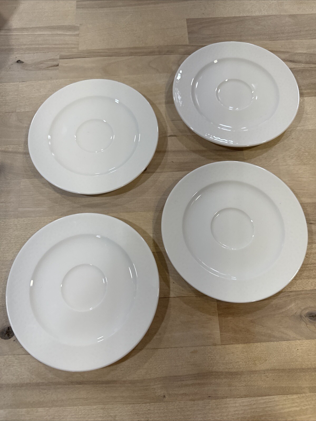 Set Of 4 VILLEROY BOCH EASY WHITE SAUCER - 6 7/8" (Indent measures 2")    1304B
