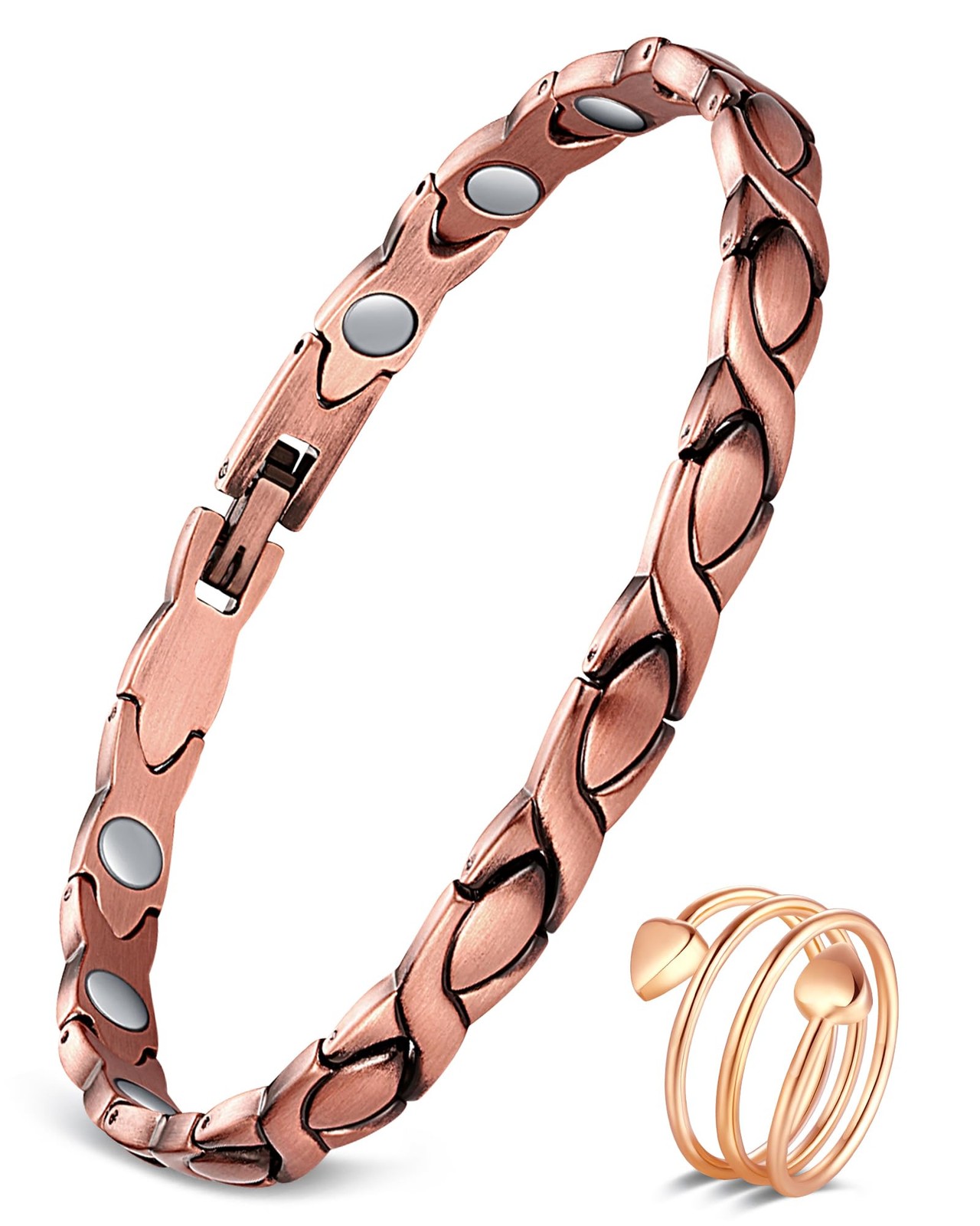 Copper Bracelet for Women Hand Forged 99.99% Solid Pure Copper Magnetic Wrist...