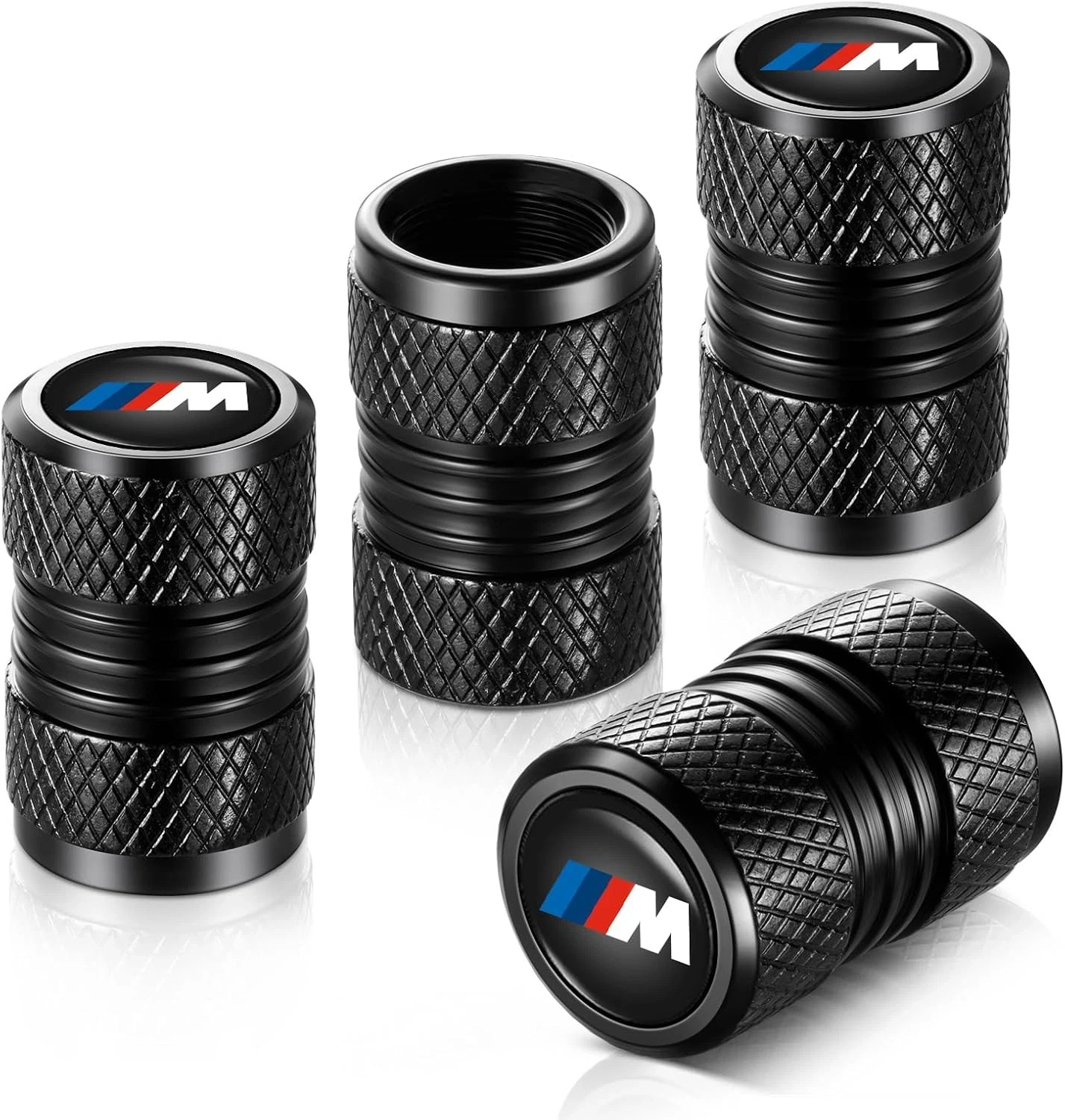 4Pcs BMW M Series Tire Valve Stem Caps Black Universal Car Wheel Air Valve Dust