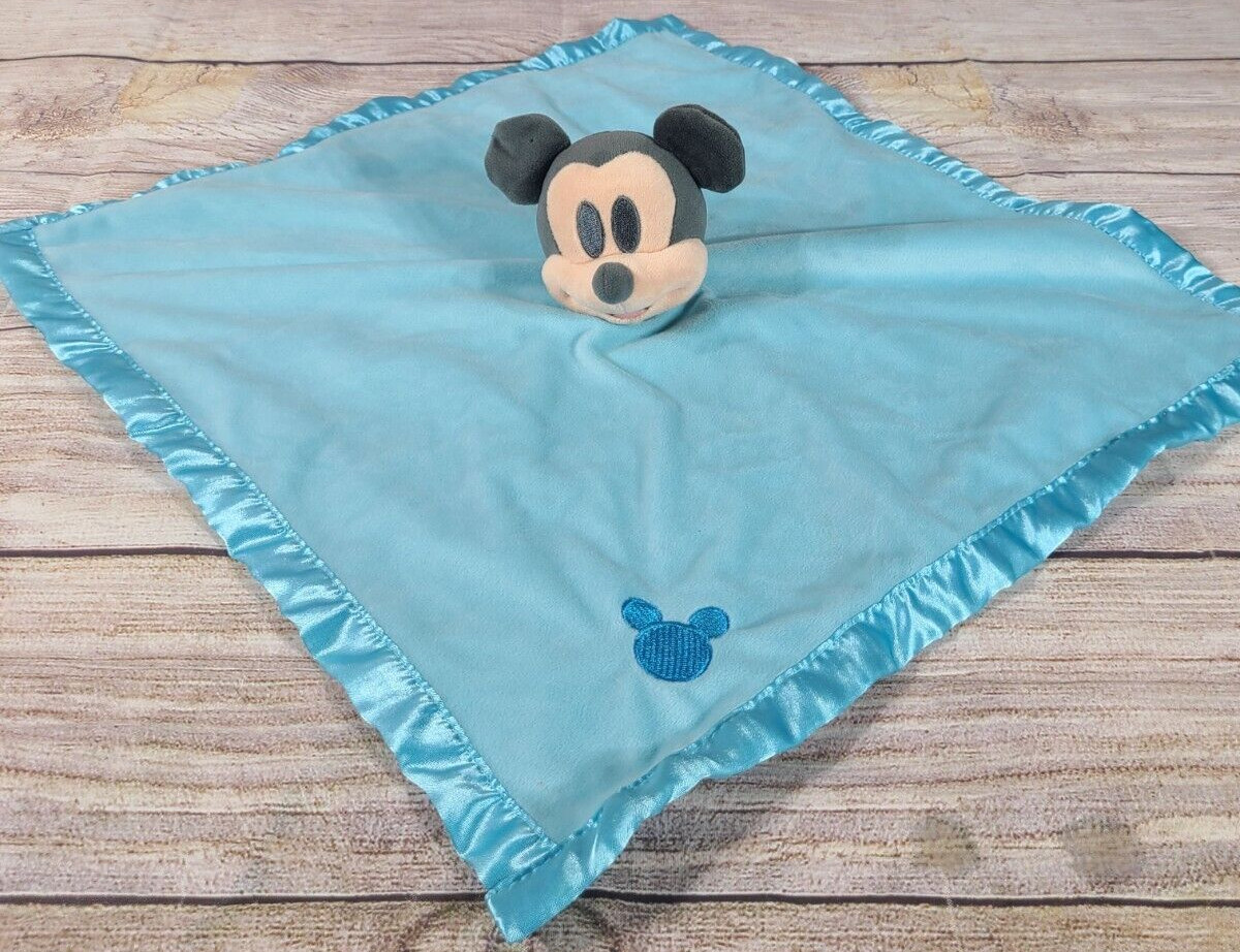 Disney Baby Plush Mickey Mouse Baby Lovey Security Blanket Blue 16" x 15.5"
