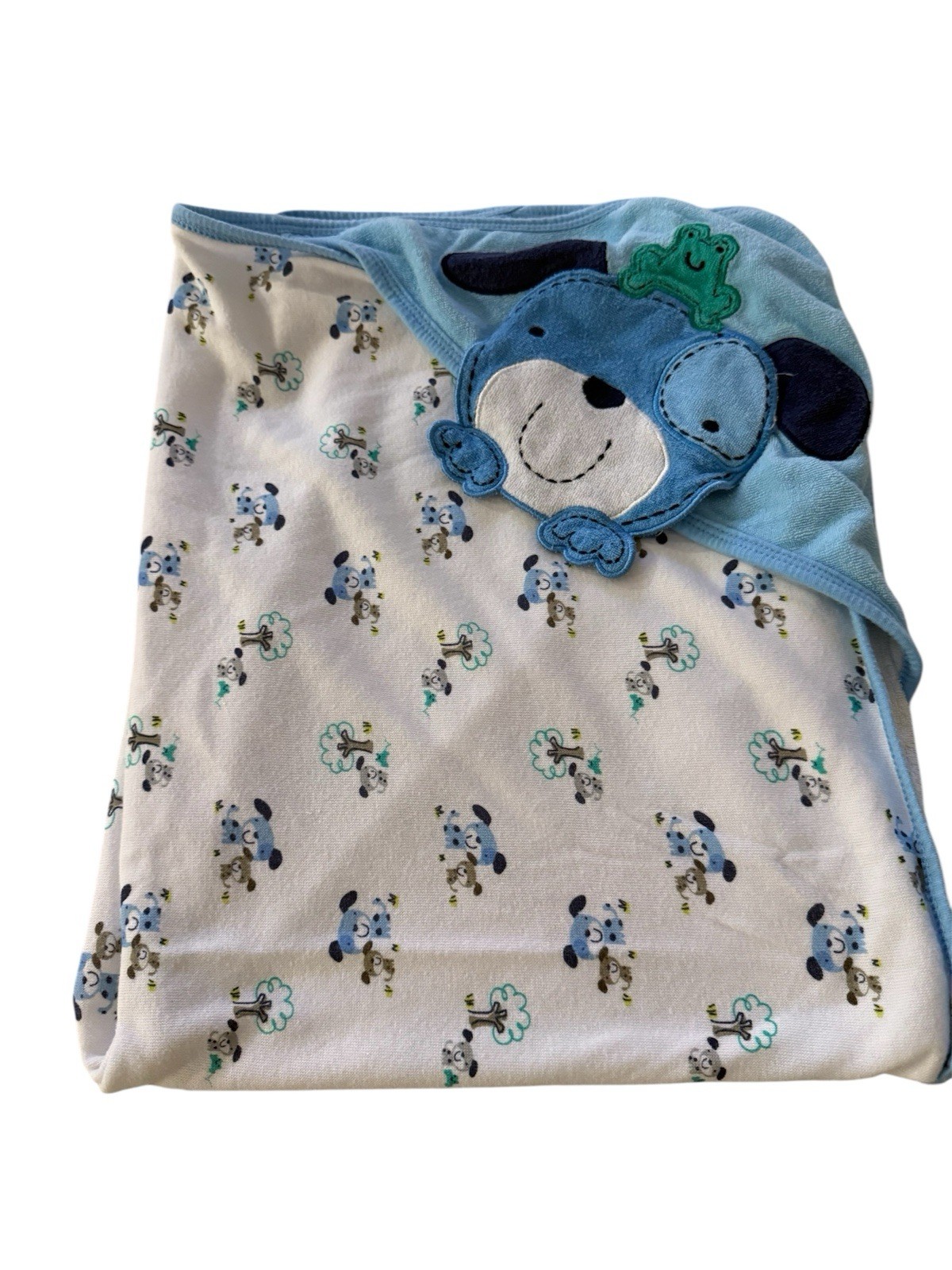 Gerber Baby Hooded Towel Blue Dog Frog Tree Lovey 