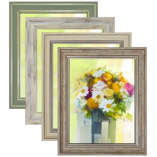  Picture Frame Set of 4, Rustic Farmhouse Picture Frames for 8x10 Mix Color