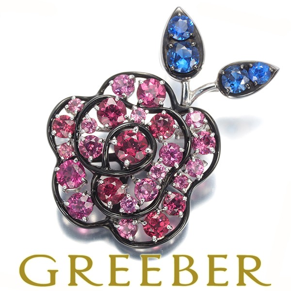 TASAKI Brooch and Pendant Top Rhodolite Garnet 5.30ct Sapphire Rose Flower K18WG