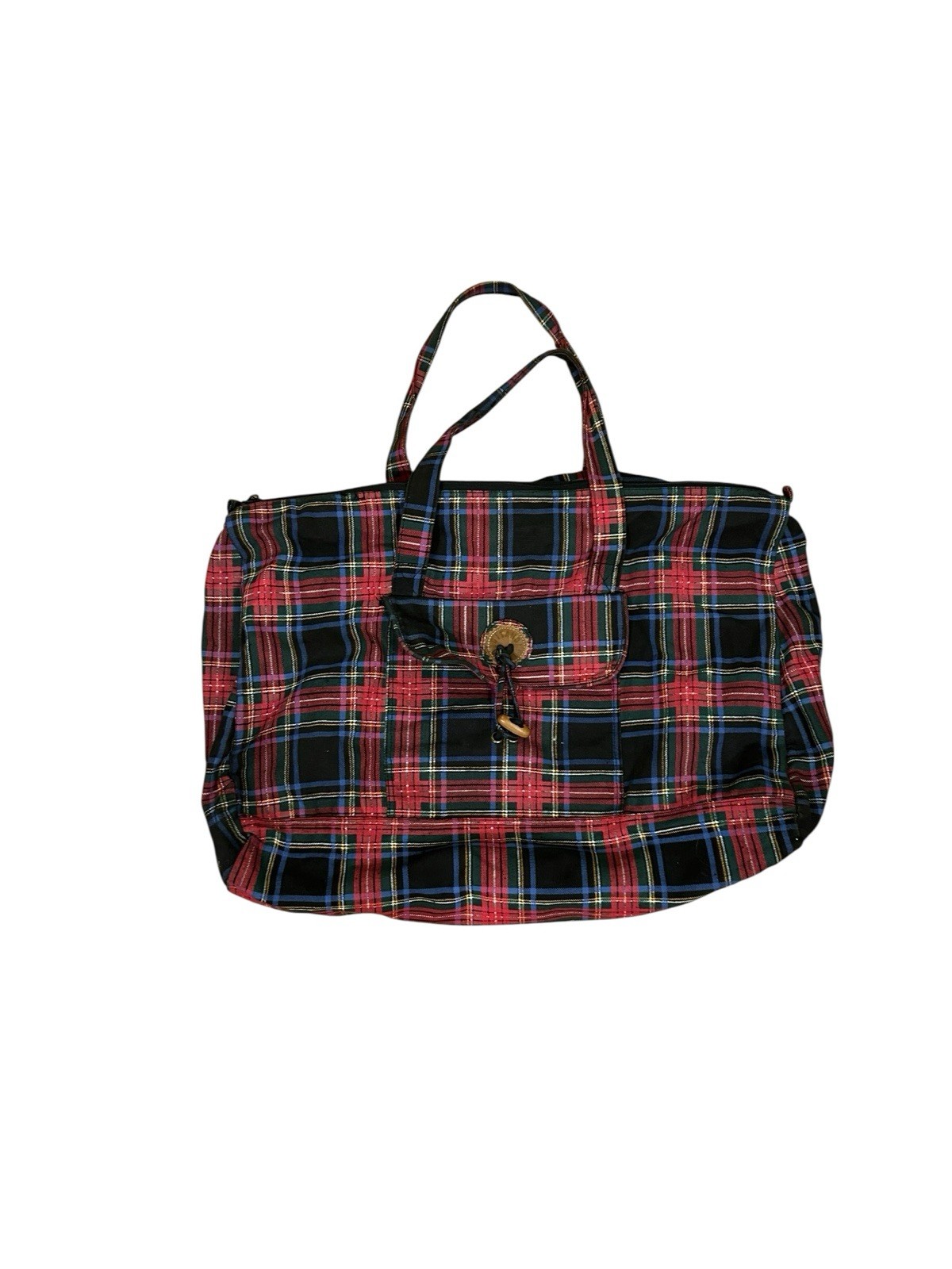 Beautiful School Girl 90s Gitano Plaid Travel Duffel Bag Weekender  12x14x8