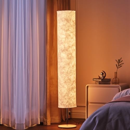 58" Modern Floor Lamp with Tyvek Fabric Shade 3000K Warm White LED Slim 