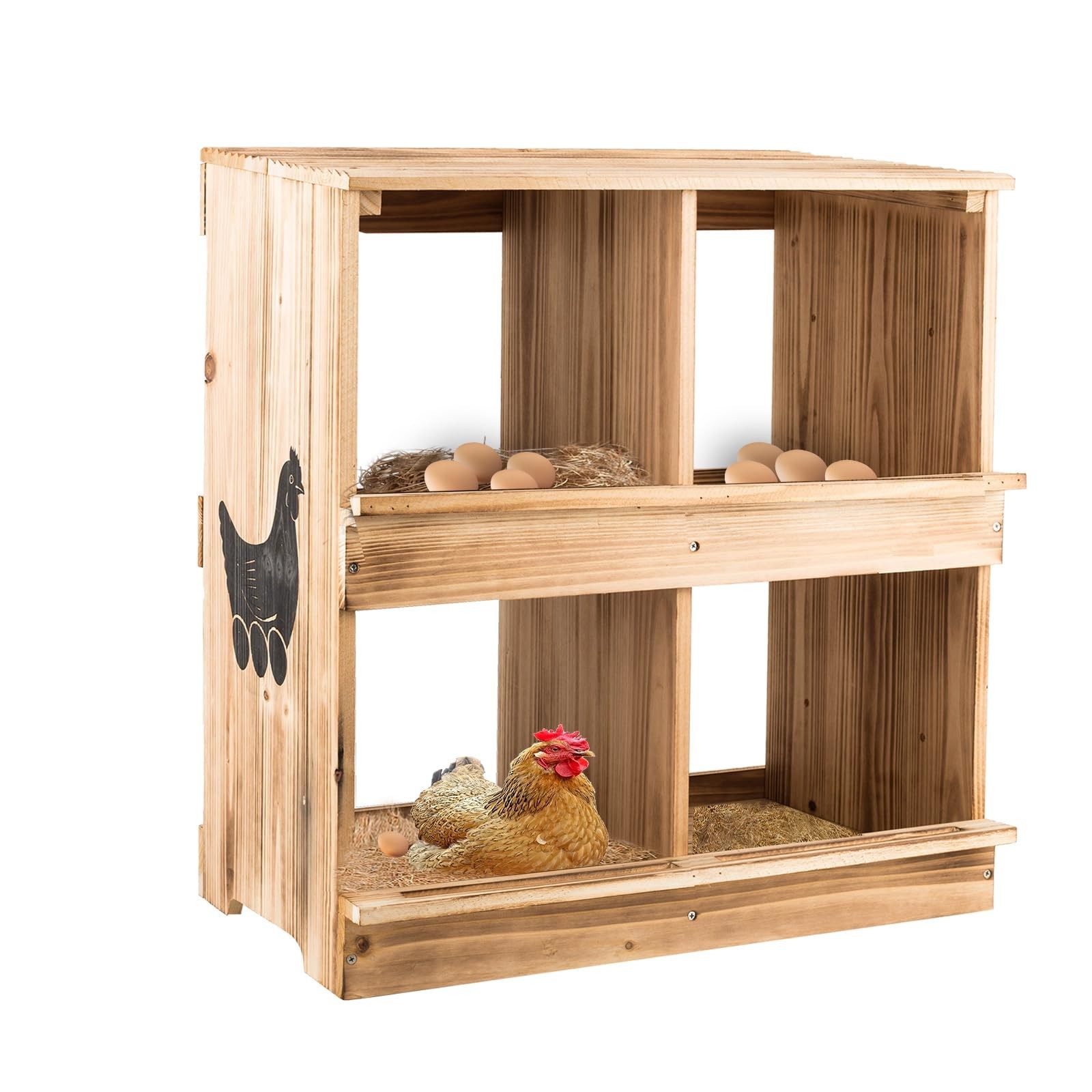Nesting Boxes for Chickens - Wooden Chicken Nesting Box for Poultry Heavy Dut...